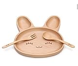 木製　ベビー用品　ベビー食器セット　離乳食セット、スプーンとフォーク付き