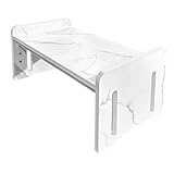 モダンデコ トイレ 踏み台 子供 高さ調節 3段階 耐荷重200kg トイトレ トイレステップ 低ホルムアルデヒド 木製 (マーブルホワイト)