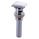 KESバスルームシンクドレインストッパーオーバーフロー付き正方形押しボタンPop Up Drain for Bath Vanity容器シンク真鍮ボディとステンレススチールテールピース光沢クロム、s20