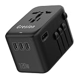 Gresion 変換プラグ PD 120W急速充電 海外旅行 変圧器 6台同時に充電 マルチ変換プラグ Macbook iPad iPhone Android Airpods Switch用 旅行便利グッズ 韓国 台湾 タイ AUS AC CN US EU UK 全世界対応 100-250V/10A対応 A O BF Cタイプ トラベルグッズ 1A+4Cポート搭載