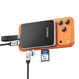 ORICO 10Gbps 磁気吸着式 M.2 NVMe SSD ドライブケース USB C ドッキングステーション、iPhone 17/16/15 Pro/Max/Plus ProRes 直接録画対応、TF/SDカードスロット、 PD 100W、2230/2242/2260/2280サイズ対応 B+M M-Key -AP80F（黒）
