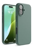 【elago】iPhone16ケース シリコン耐衝撃指紋防止サラサラ ミッドナイトグリーン