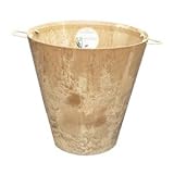 底面給水型植木鉢/プランター アートストーン 【ラウンド型/32cm】 取っ手ロープ/底栓付 ベージュ 〔ガーデニング用品/園芸〕 ds-1541958