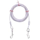JP Number リード 犬 5m ロングリード 係留 高耐久スチールワイヤー ロープ 小型犬 中型犬 大型犬 (ホワイト)