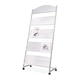 KASABULAC マガジンラック パンフレットスタンド 3段 4段 新聞スタンド スリム 大容量 スチール製 雑誌ラック チラシ 雑誌 オフィス用品 待合室 学校 図書館 店舗 商業用