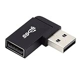 Cablecc USB3.0 オス-メス対応 10Gbps 延長電源 データビデオ 90度 アダプター 左アングルタイプ