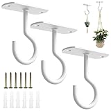 Getrays 天井フック 3個セット 吊り下げ金具 吊りフック ハンギングプランター 耐荷重 石膏ボード 壁掛け ピンフック 固定金具フック 屋内外 鳥の餌箱 園芸 風鈴 植物フック (ホワイト)