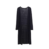 【TaoTech】 カーディガン 110cm モダール ロング丈 9色 薄手 体型カバー UVカット レディース (ブラック, フリーサイズ)