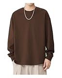 [SHOREKEEPER] 7.7オンス 長袖tシャツ メンズ 綿100% 肉厚生地 リブ袖口 1枚組 3枚組 ロングtシャツ 丸首 ゆったり ティーシャツ 無地 秋服 冬服 春服 (JP, アルファベット, XL, コーヒー)