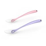 Kidsmile 2Pcs Gentle Baby Feeding Spoons Set with Extended Stem BPA Free Food-Grade Soft Silicone fo