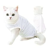 PetGround 猫 術後服 メス オス 着せやすい 脱げない マジックテープ 春 夏 薄手 シンプル 可愛い 柔らかい 術後ウェア エリザベスカラーの代わりに (ブルー, S)