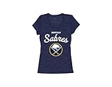 NHL Buffalo SabresレディースVネックTシャツ、ネイビー、大