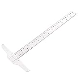 Biuuu 30cm / 12"プラスチックT-スクエアメトリックルーラーcm/Inchダブルサイドスケール測定ツール