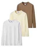 Sukinana 7.7oz tシャツ メンズ 長袖 綿100% 肉厚生地 1枚組 3枚組 ゆったり ロングtシャツ 無地 ティーシャツ 部屋着 ヘビーウェイト インナーシャツ 男女兼用 複数色選び 春秋冬 (JP, アルファベット, XL, 清暖3色(ホワイト × カーキ × 杏色))