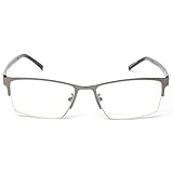 [MIDI ミディ] 老眼鏡 メンズ おしゃれ ブルーライトカット ブルーライト 紫外線カット uvカット ケース付き メガネケース メタル リーディンググラス シニアグラス ダークシルバー (M-309,C2,+1.50)