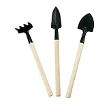 Corlife 木材ハンドル ミニ ガーデン ツール 道具　園芸道具　レーキ　シャベル スコップ3点セット