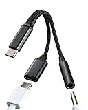 USB-C 3.5mm イヤホンジャック 充電器 変換アダプタ USB C タイプC 対応iPhone 15 Pro iPad Air Type-C ケーブル （2in1）対応Apple MacBook DAC TypeC 二股 アダプター AUX 同時 充電しながらイヤホン 分岐 Multiport USBC スマホ 急速充電器 Cタイプ 端子 スピーカー Adapter