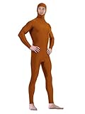Sheface Adult Spandex Face Open Zentai Bodysuits Costume (XX-Large, Brown)