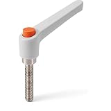 NBK 機械要素部品 プラクランプレバー(おねじ)操作ボタンつき LEMS-6-16-SG-COR (シルバー)