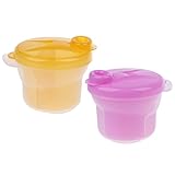 Dovewill 2個　ベビー　3セクション　ミルクボックス　収納ケース　弁当箱　離乳食保存　安全　3色選べる - イエローとローズ