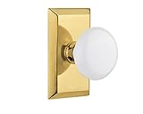 Nostalgic Warehouse Studio Plate with White Porcelain Knob Passage - 2.75 Polished Brass [並行輸入品]