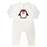 Winter PenguinオーガニックコットンベビーCoveralls カラー: ホワイト