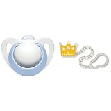【セット買い】 NUK おしゃぶり ジーニアス2.0/S/シリコーン/ブルー OCNK0230102 + NUK おしゃぶりホルダー/クラウン BCNK0010103