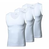 メンズ インナー クール ドライ シームレス ノースリーブ Vネック シャツ 吸汗 速乾 男性 肌着 下着 (L, ホワイト3枚, l)