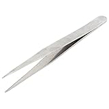 ツール先のとがった先端ステンレスストレートピンセットシルバートーンを修復