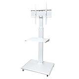 壁寄せテレビスタンド ハイタイプ 32～52型対応 OCF-550HG(WH) ガススプリングタイプ (ホワイト, 棚板(1枚)＋キャスター付き)