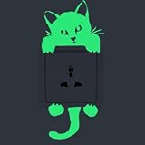 新しい猫ウォールステッカーライトスイッチデコレーションデカールアート壁画赤ちゃん保育園ルーム、tuscom グリーン