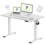 FLEXISPOT ホワイト スタンディングデスク 高さ48 x 24インチ 高さ調節可能 デスク全体 デスクトップ 電気シット スタンドアップデスク ホームオフィスデスク (ホワイトデスクトップ + ホワイトフレーム)