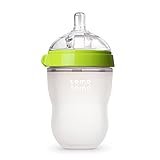 Comotomo Natural Feel Baby Bottle, 8 Ounces (Pink/ Green)