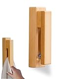 JP Number タオル掛け タオルハンガー 洗面所 キッチン トイレ 壁 粘着 シール おしゃれ 木製 省スペース (1個, ウッドブラウン)