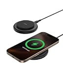 Belkin MagSafe充電器互換磁気ワイヤレス充電パッド15W - BoostCharge Qi2認定ワイヤレス充電器 Apple iPhone 16、15、14、シリーズ、AirPods用滑り止めベース付き - ブラック 2パック(PSUなし)