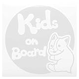 ホワイト（白） 犬 コーギー 円 Kids on board キッズオンボード ステッカー 窓ガラス用シールタイプ 車 円戌 干支 動物
