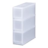 日本製 収納ケース 収納チェスト PLUST（プラスト） FR1703 (17cm幅 3段, ナチュラルホワイト)