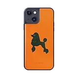 COGURE スマホケース iPhone15Plus用 ケース 本革 イタリアンサドルレザー 犬 犬柄 dog プードル 耐衝撃 シンプル かわいい おしゃれ ギフトボックス付き COTPoo 犬柄A オレンジ