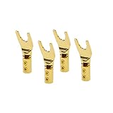 4個入り Yラグ端子 スピーカープラグ Y型プラグ 金メッキ/ロジウムメッキ/銅メッキ Yスペードプラグ Y型バナナプラグ Yラグプラグ 半田なしバナナプラグ ネジ方式Yラグ端子 U/Yタイプ バナナコネクタ スピーカーワイヤープラグコネクタ ダブルスクリューロック付き 真空管 導電性 アンプシャーシ スピーカー接続ワイヤー 4mmスピーカーケーブル用 (金メッキ)
