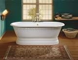 Cheviot 2139-wwホワイト/ホワイトRegal Cast Iron Bathtub With Pedestalベースと連続Rolled Rim – No蛇口穴