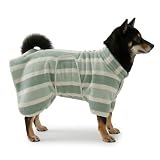ぽかぽかわんこ 犬用 マイクロファイバー バスタオル やわらか 小型犬 中型犬 吸水性 (グリーン, S)