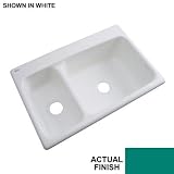 Wyndham差し込み式アクリル33 x 22 x 9.25 2穴ダブルボウルキッチンシンクin Rain Forest