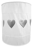 Taftan Hearts Silver Lampshade Fabric (White) by Taftan