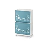 【Disney】ディズニー　ランドリーバスケットワゴン ブルー　ミッキーマウス　ブルー　2段