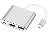 USB Type c HDMI アダプタ USB C ハブ Type-C to HDMI 変換アダプター 4K解像度 HDMI 出力ポート3-in-1 USB 3.0ポート 100W PD 急速充電 i-Phone15 Mac-Book Pro/Air M1 M2 M3 Sam-sung Gal-axy S20 / S10 /Note10その他USB-C (シルバー）
