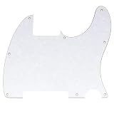 Musiclily 8穴 Esquire エスクワイヤー型ピックガード Fender American/Mexican Standard Esquire Teleエレキギター用、4Pホワイトパール