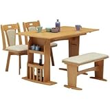 ダイニングセット 5点 【ダイニングテーブル&amp;収納ラック&amp;ベンチ&amp;チェア2点】 木製(天然木) ナチュラル【開梱設置】【代引不可】 生活用品 インテリア 雑貨 インテリア 家具 テーブル ダイニングテーブル ダイニン