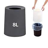 ゴミ箱 ゴミ袋が見えない 2重構造丸型 ビニール袋隠す 8L/12L シンプル リビング キッチン 洗面所 オフィス ごみ箱 ごみばこ フタなし (グレー, 8L)