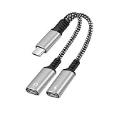 USB-C 1 to 2 オス-メス スプリッター デュアルUSB-C ヘッドフォン 充電アダプタ タイプC 二股 イヤホン 変換アダプタ PD60W高速充電 音楽を聴きながら充電