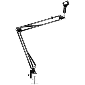 AKEIE 卓上マイクスタンド 伸縮 デスクアーム ホルダー 折り畳み マイクアーム 角度や高さ調節可能 マイクホルダー クランプ 音声入力 ブラック日本語説明書付